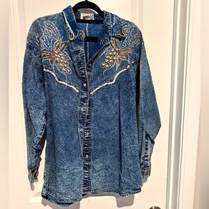 Denim Long Sleeve Blouse